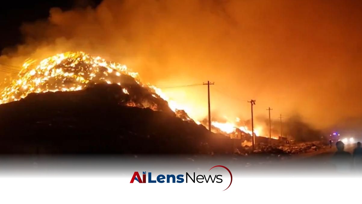 Massive Blaze Erupts at Karur Garbage Dump, Firefighters Struggle to Contain It