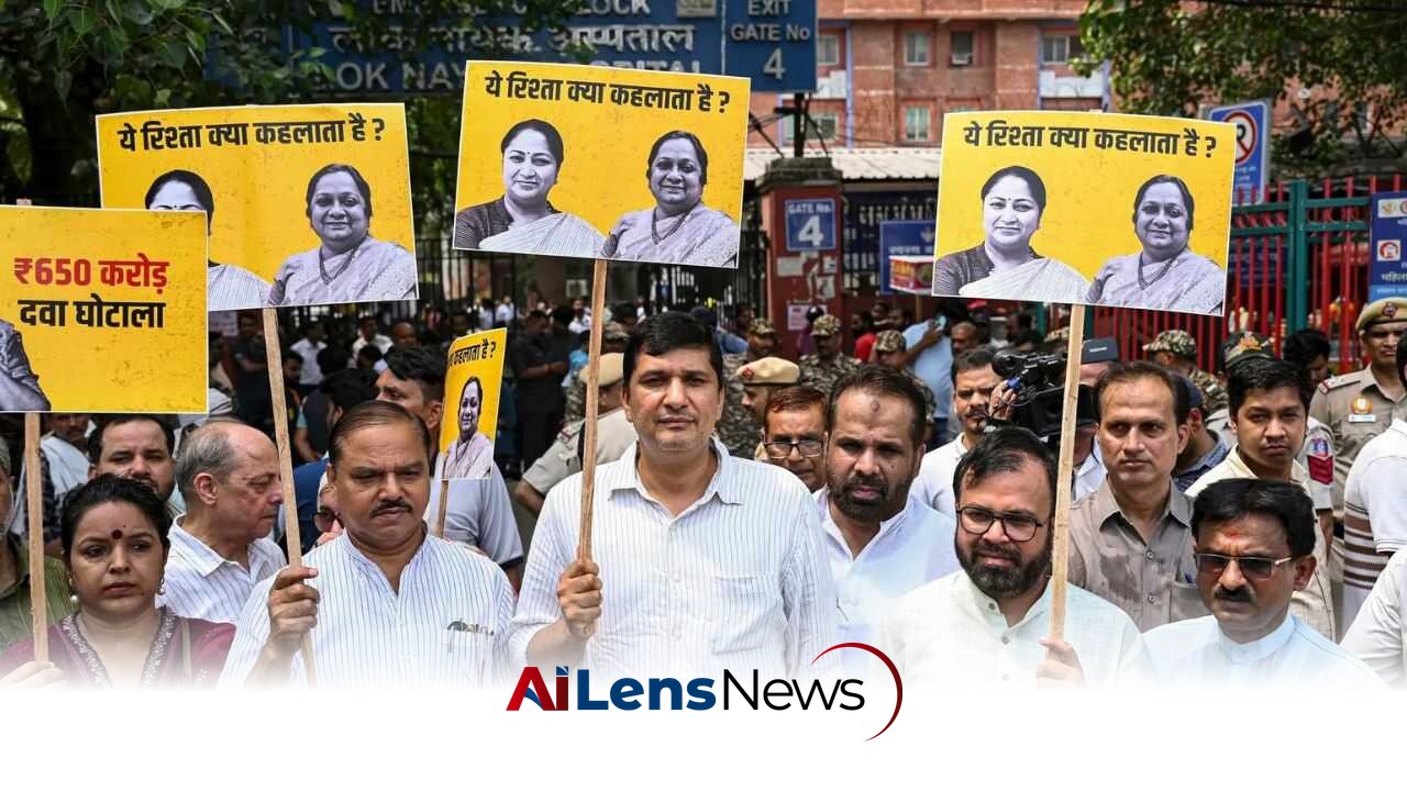 Accused allowed to flee: AAP protests over Delhi's Rs 650 crore health scam