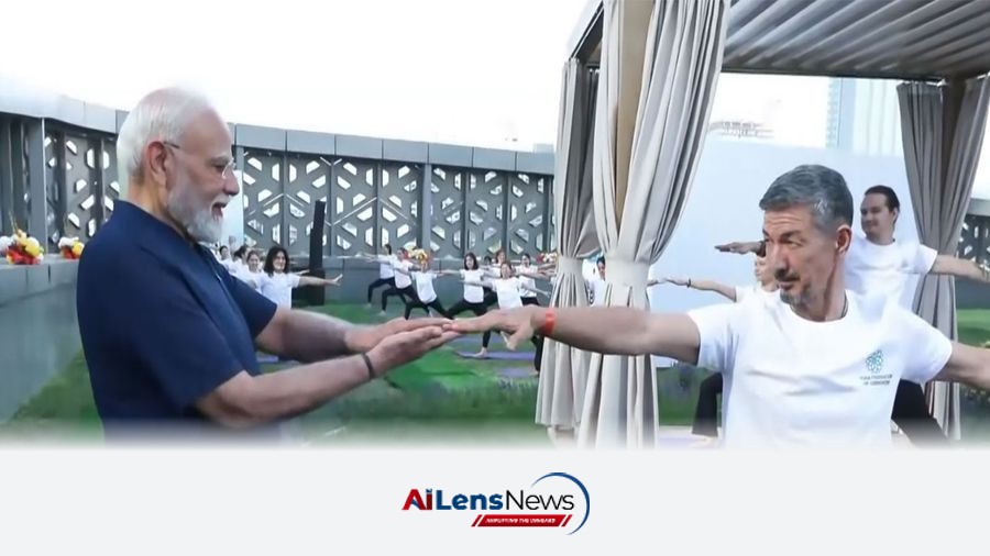 PM Modi Engages in Yoga Programme During Uzbekistan Visit PM Modi Engages in Yoga Programme During Uzbekistan Visit