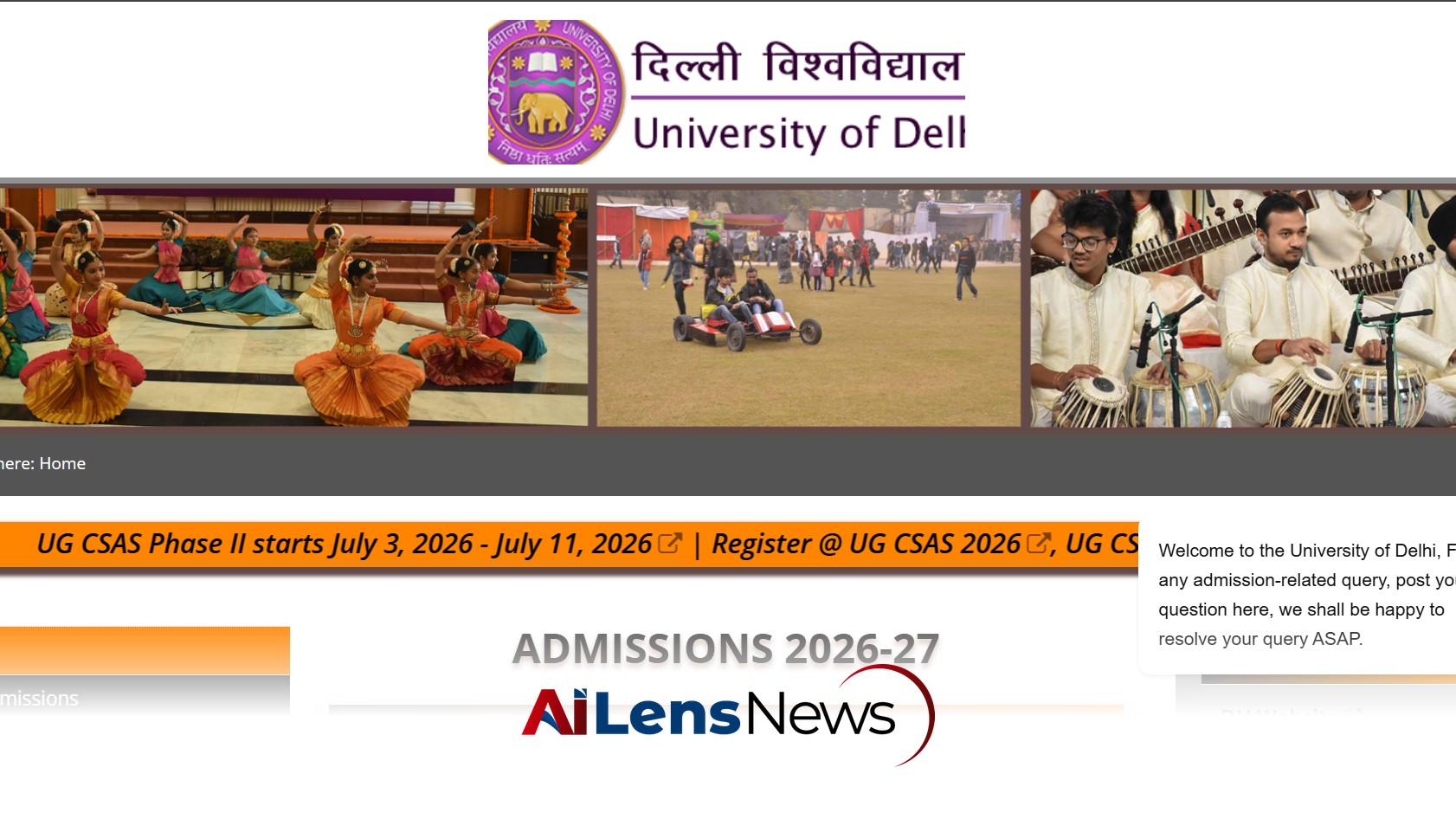 Delhi University begins CSAS UG 2026 Phase II; preference filling opens, first seat allotment on July 16