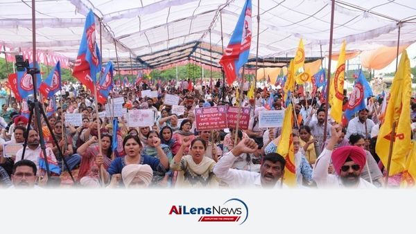 Punjab Government Employees and Pensioners Stage Massive Protest for Dearness Allowance